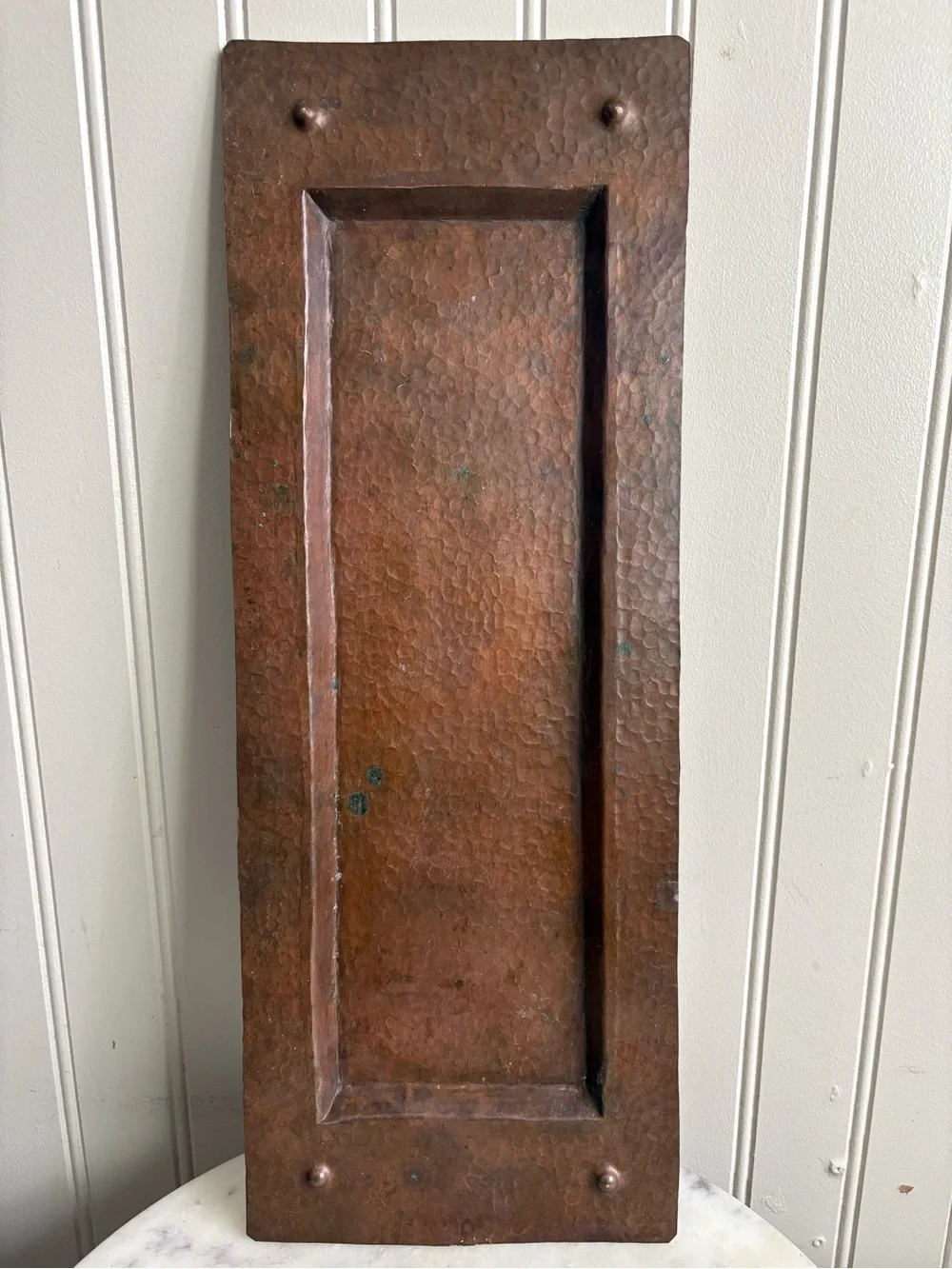 Vintage Hammered Copper Low Profile Rectanglular Decorative Tray Collectible VTG